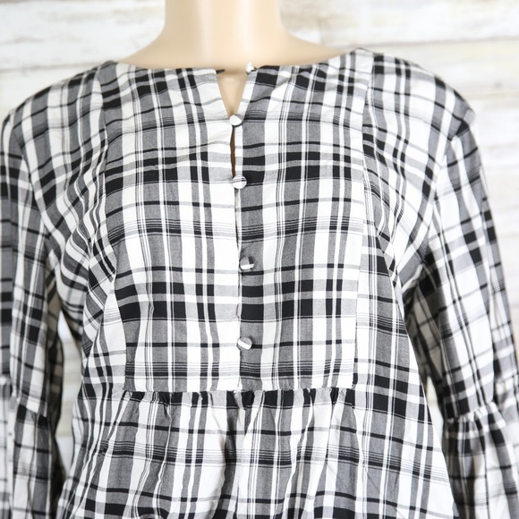 LOFT white & black bell sleeve top sz XS - Picture 5 of 7